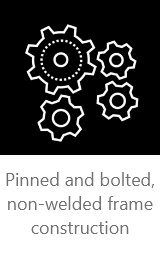 Pinned and bolted, non-welded frame construction